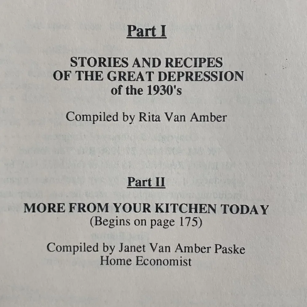 Stories and recipes of the Great Depression 1930’s Revised In 1986 First Edition